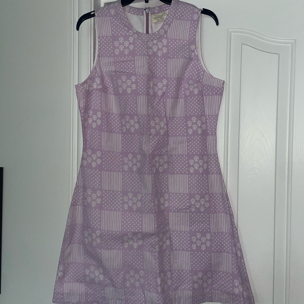 Julia Amory Baby Jane Poplin Mini Dress In Lilac Patchwork Sz Medium NWOT - Picture 2 of 7